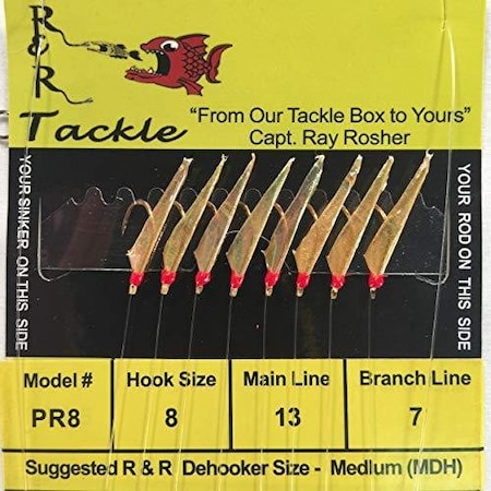 R&R Tackle Sabiki Rig 8Hk Pilchard Red Fish Skin WRed Head Size 8Hk12Lb8Lb PR-8